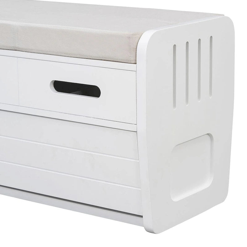 Banc de rangement rustique avec tiroirs et rangement dissimulé