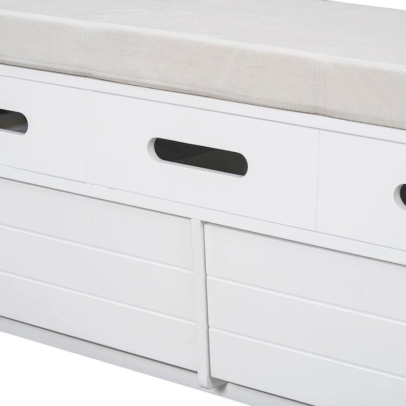 Banc de rangement rustique avec tiroirs et rangement dissimulé