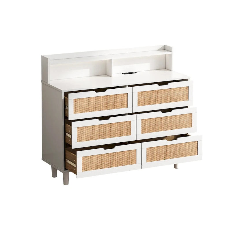 Meuble de rangement 6 tiroirs en rotin 43,31 L
