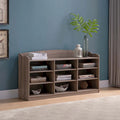 Banc de rangement pour chaussures en bois, Neuf étagères de rangement, Organiseur d'entrée, Taupe foncé
