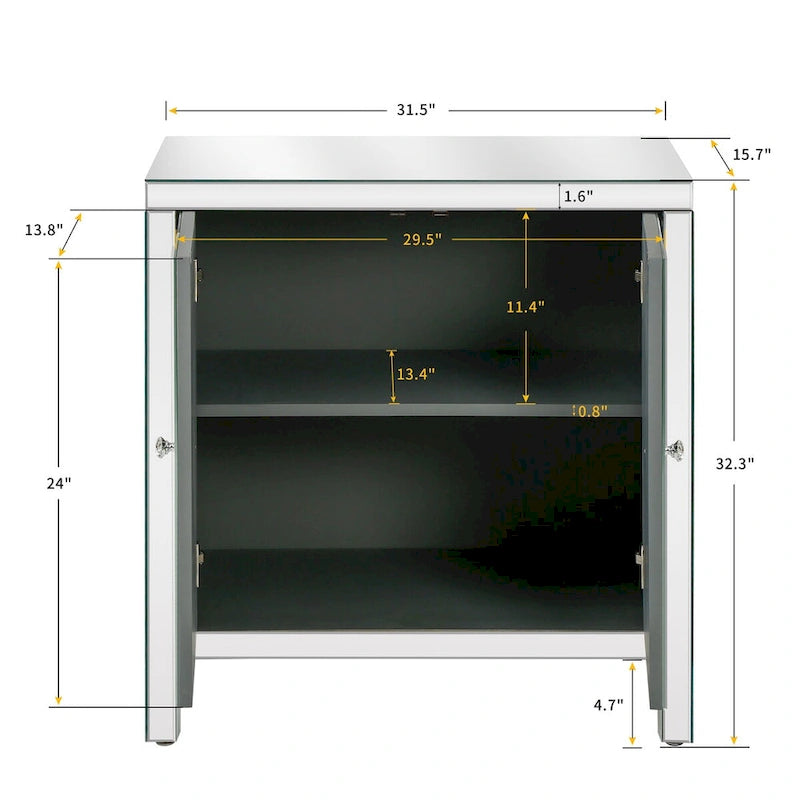 Meuble de rangement avec miroir décoratif et motif en losange pour salon, salle à manger, entrée, cuisine