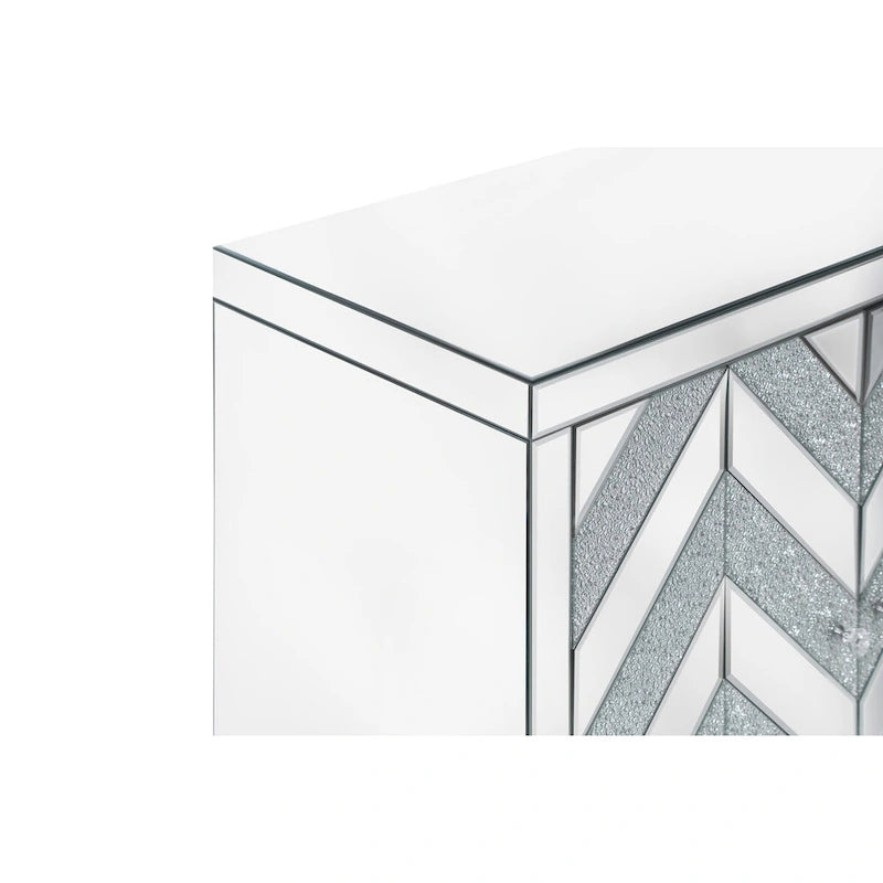 Meuble de rangement avec miroir décoratif et motif en losange pour salon, salle à manger, entrée, cuisine