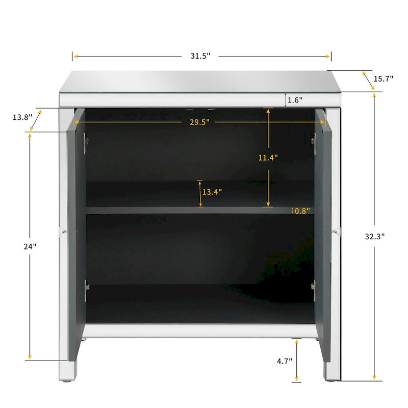 Meuble de rangement avec miroir décoratif et motif en losange pour salon, salle à manger, entrée, cuisine