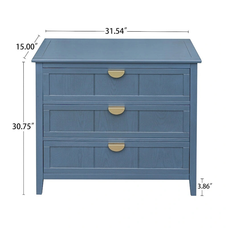 American Style Cabinet with Non-Slip Foot Pads and 3 Drawer