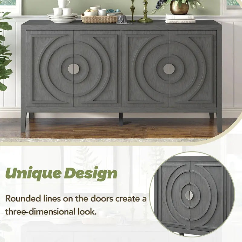 Enfilade rétro avec motif à rainures circulaires Poignée de porte ronde en métal