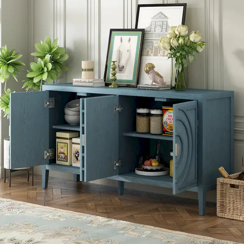 Enfilade rétro avec motif à rainures circulaires Poignée de porte ronde en métal