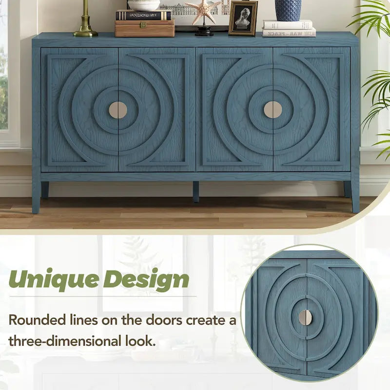 Enfilade rétro avec motif à rainures circulaires Poignée de porte ronde en métal