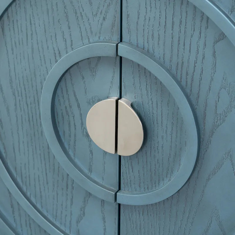 Enfilade rétro avec motif à rainures circulaires Poignée de porte ronde en métal