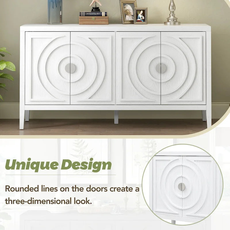 Enfilade rétro avec motif à rainures circulaires Poignée de porte ronde en métal