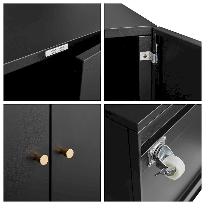 Meuble de bureau, armoire pour photocopieuse, meuble bas en acier à 2 portes, caisson mobile