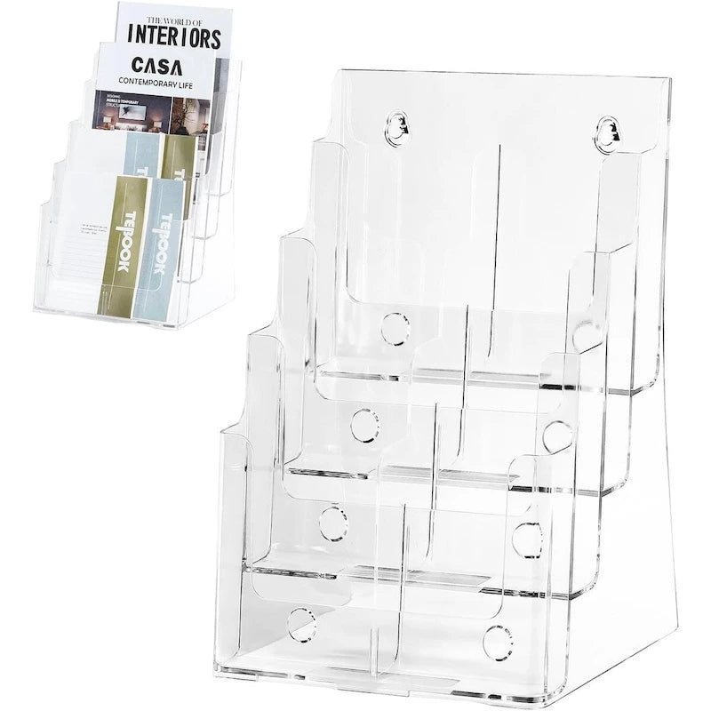 Présentoir de documents en acrylique transparent pour brochures, classement de bureau et magazines
