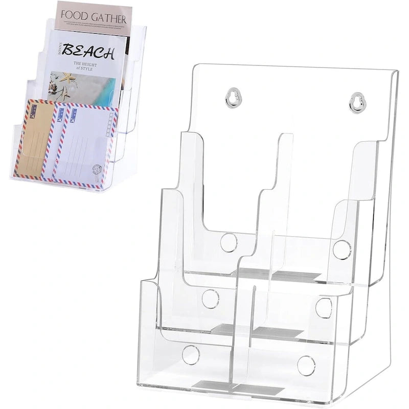 Présentoir de documents en acrylique transparent pour brochures, classement de bureau et magazines