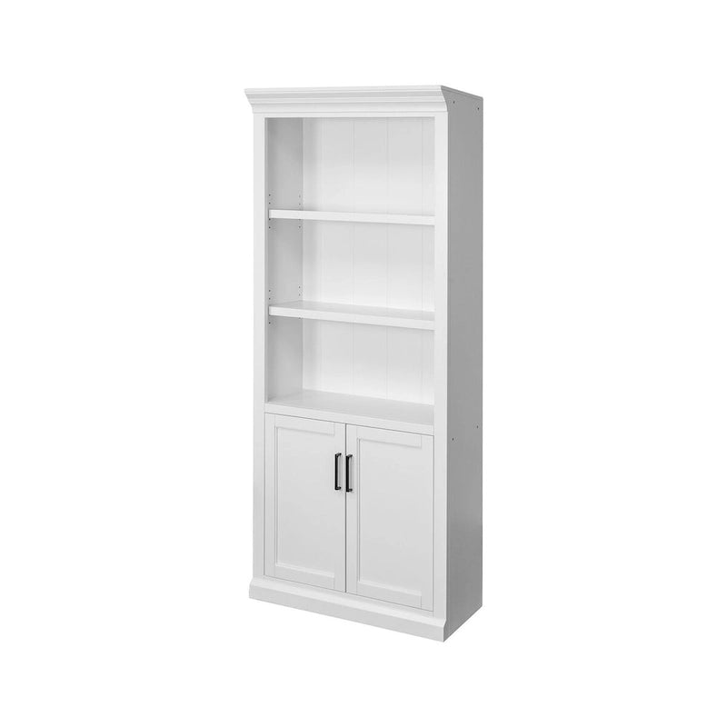 Bibliothèque moderne à portes basses en bois, bibliothèque de bureau, étagères de bureau, rangement de bureau, entièrement assemblée, blanche