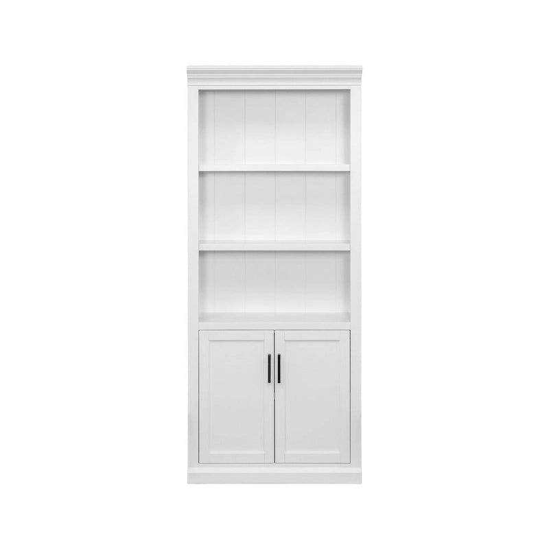 Bibliothèque moderne à portes basses en bois, bibliothèque de bureau, étagères de bureau, rangement de bureau, entièrement assemblée, blanche