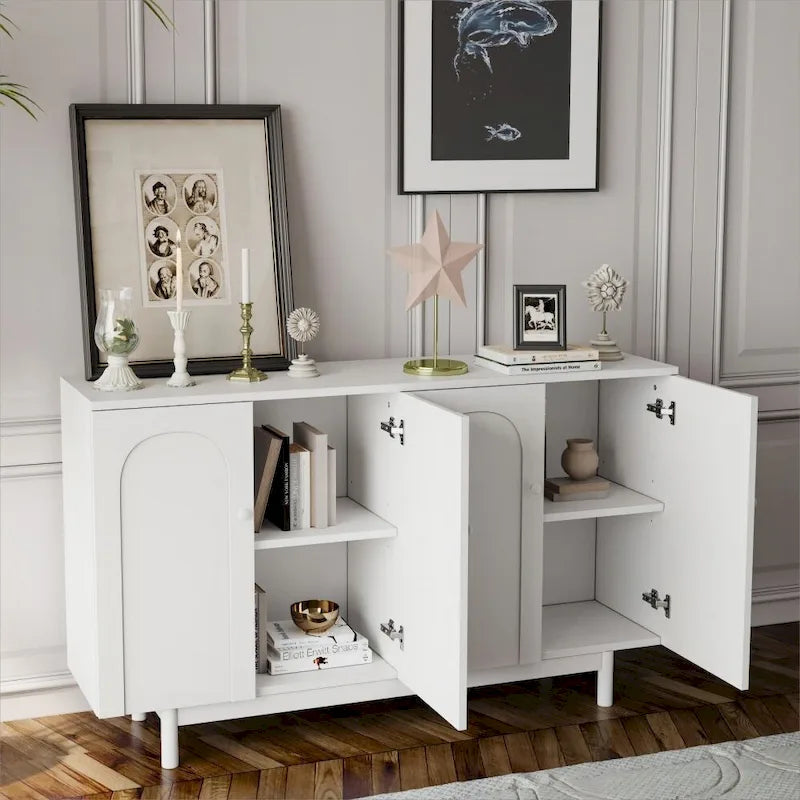 Armoire de rangement encastrée à quatre portes, élégante et pratique