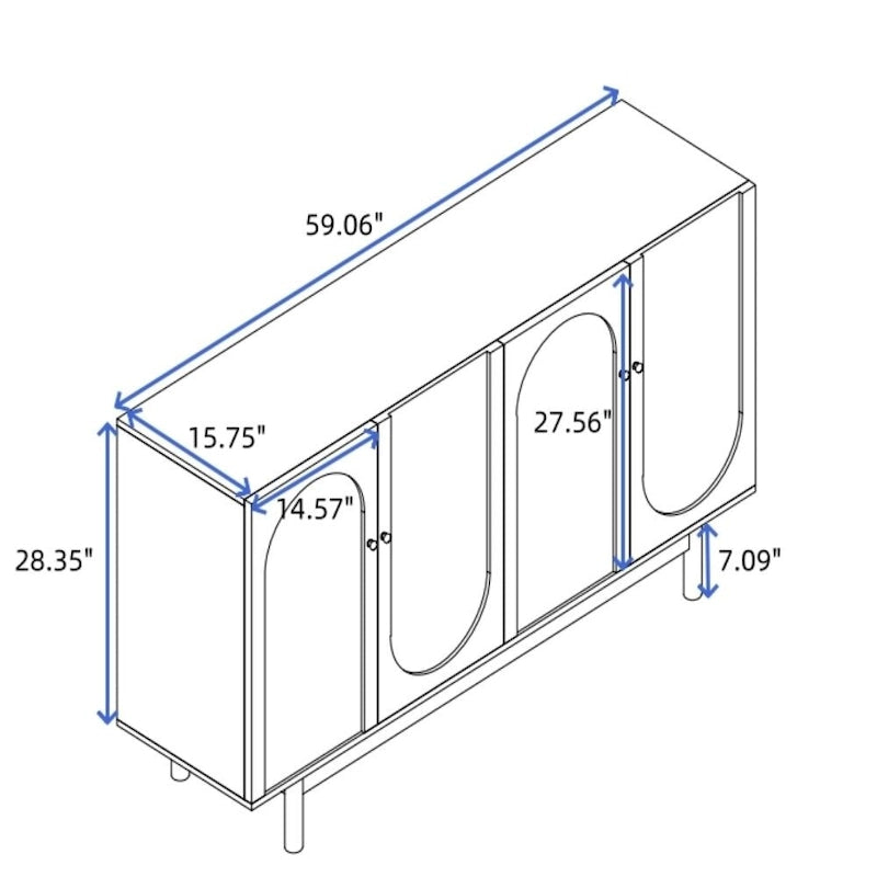 Armoire de rangement encastrée à quatre portes, élégante et pratique