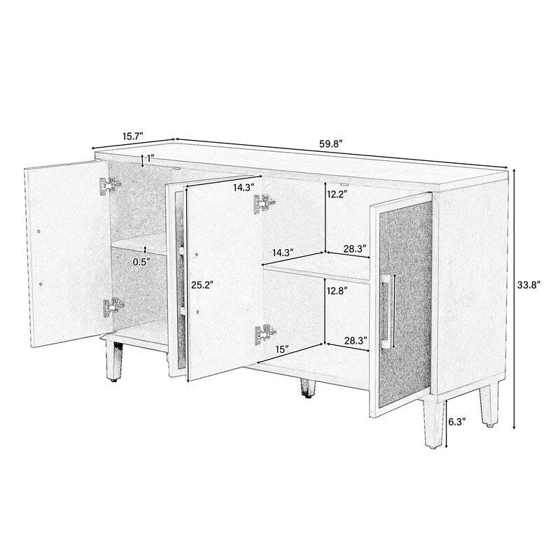 Un cabinet de style minimaliste et luxueux, doté de quatre portes en lin.