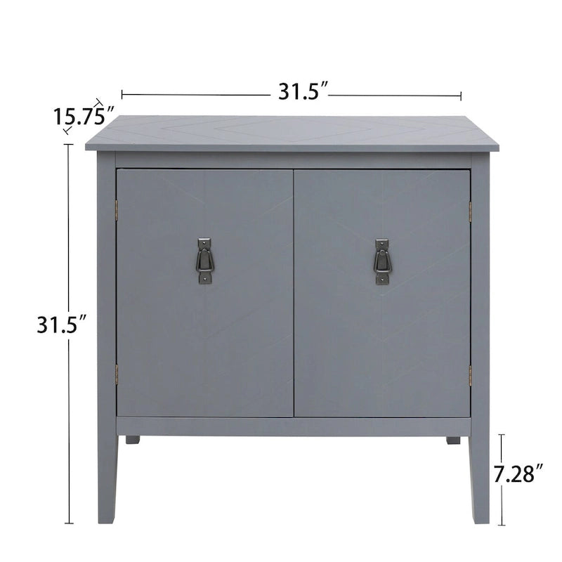 2 Door Wooden Cabinets with Adjustable Shelve, Wood Cabinet Vintage Style Sideboard for Living Room, Dining Room, Office