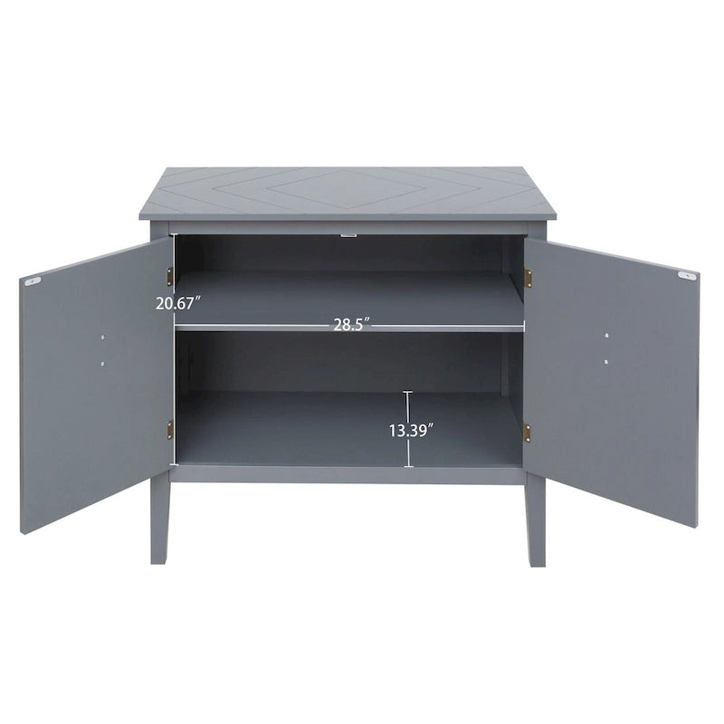 2 Door Wooden Cabinets with Adjustable Shelve, Wood Cabinet Vintage Style Sideboard for Living Room, Dining Room, Office