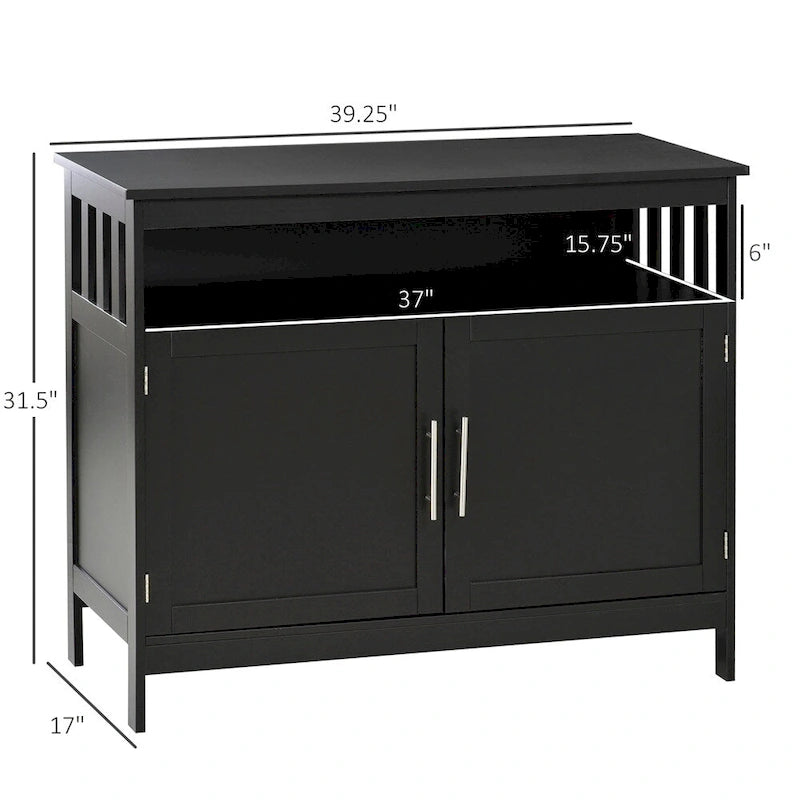 Wood Buffet Cabinet with Shelf and Magnet Door - N/A