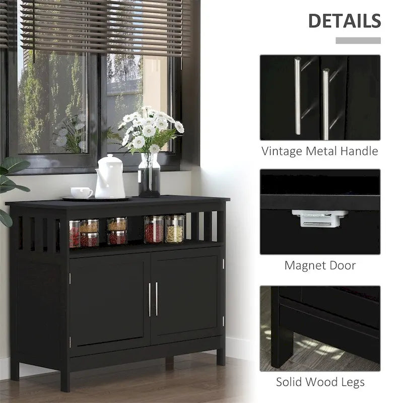 Wood Buffet Cabinet with Shelf and Magnet Door - N/A