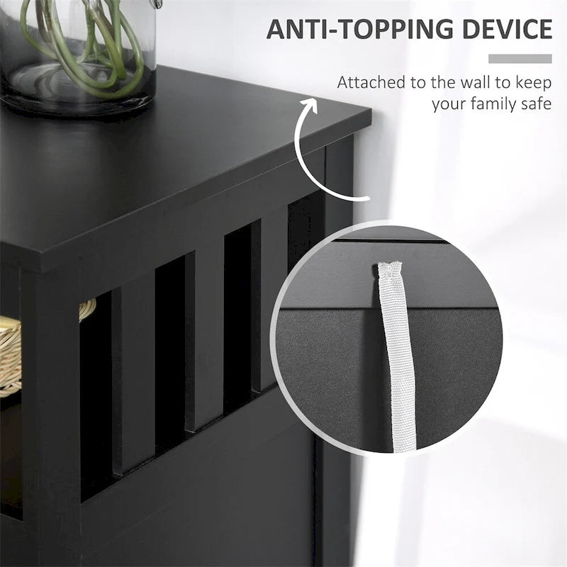 Wood Buffet Cabinet with Shelf and Magnet Door - N/A