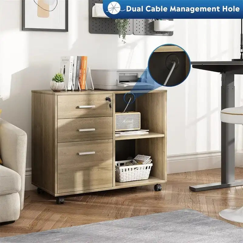 Meuble de classement en bois à 3 tiroirs - 15.7P x 31.3L x 24.7H