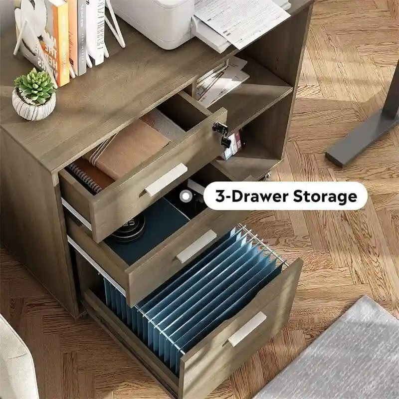 Meuble de classement en bois à 3 tiroirs - 15.7P x 31.3L x 24.7H