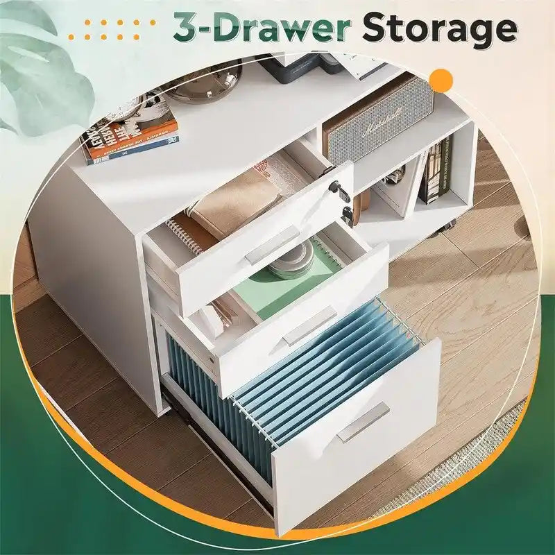 Meuble de classement en bois à 3 tiroirs - 15.7P x 31.3L x 24.7H