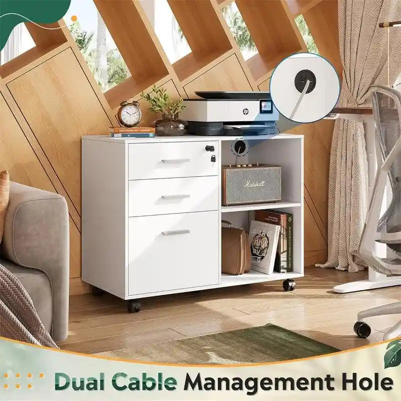 Meuble de classement en bois à 3 tiroirs - 15.7P x 31.3L x 24.7H