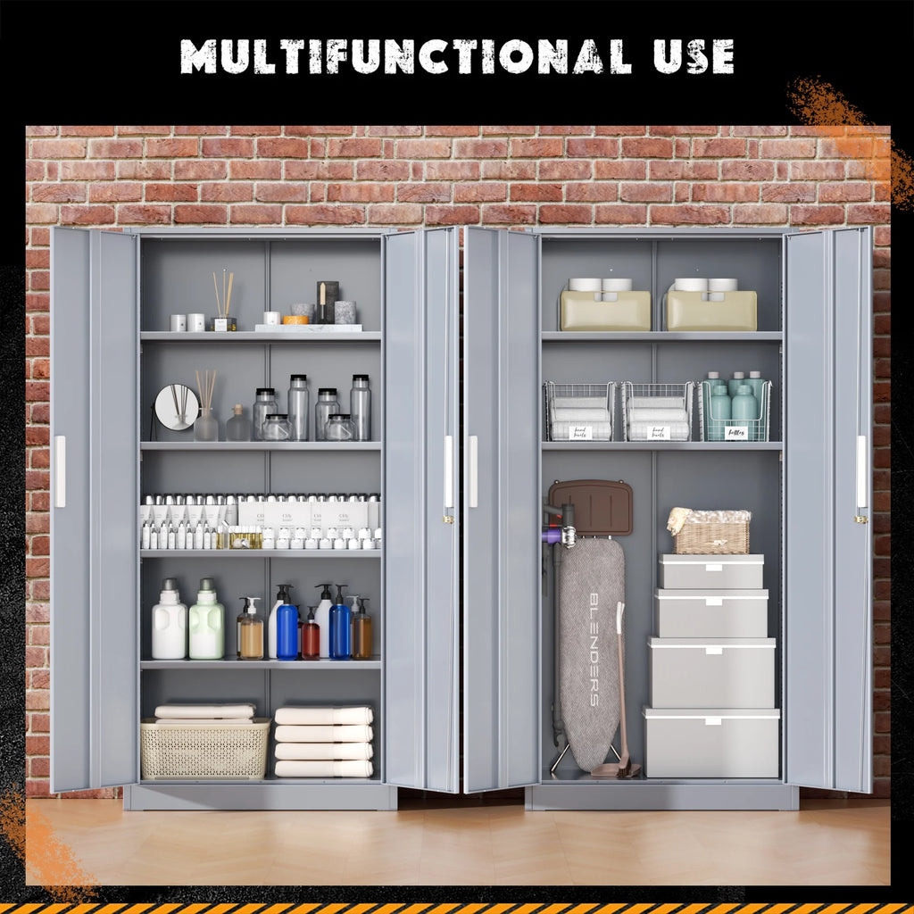 SOLAURA 71 Armoire de rangement métallique pour garage avec portes verrouillables et étagères réglables pour maison, bureau (Noir)
