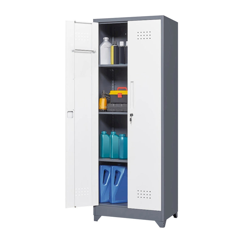 Armoires de rangement métalliques, Armoire à outils avec porte verrouillable, Organisateur et rangement pour balais hauts, Grande armoire de rangement pour cuisine
