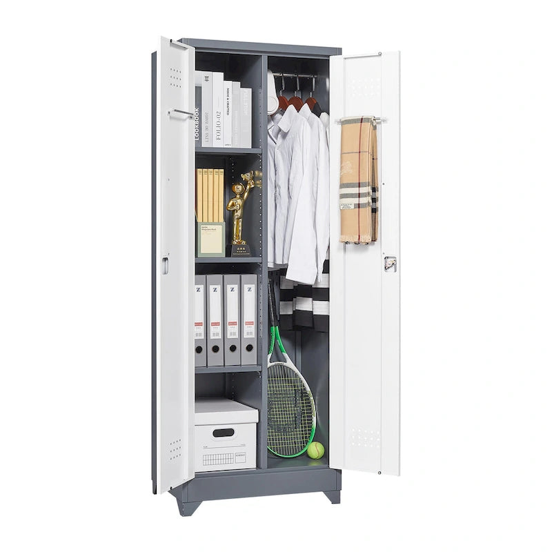 Armoires de rangement métalliques, Armoire à outils avec porte verrouillable, Organisateur et rangement pour balais hauts, Grande armoire de rangement pour cuisine