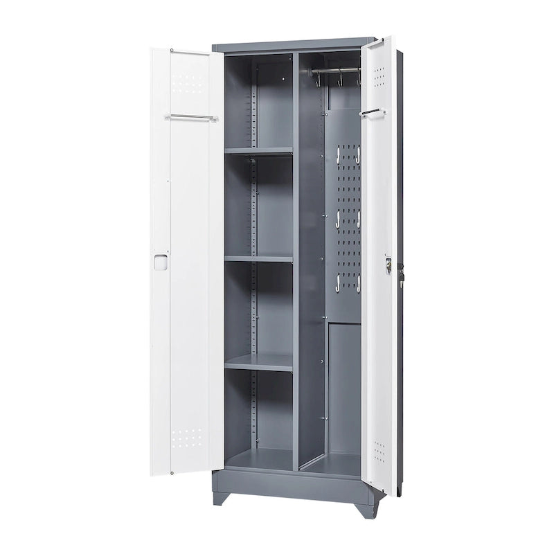 Armoires de rangement métalliques, Armoire à outils avec porte verrouillable, Organisateur et rangement pour balais hauts, Grande armoire de rangement pour cuisine