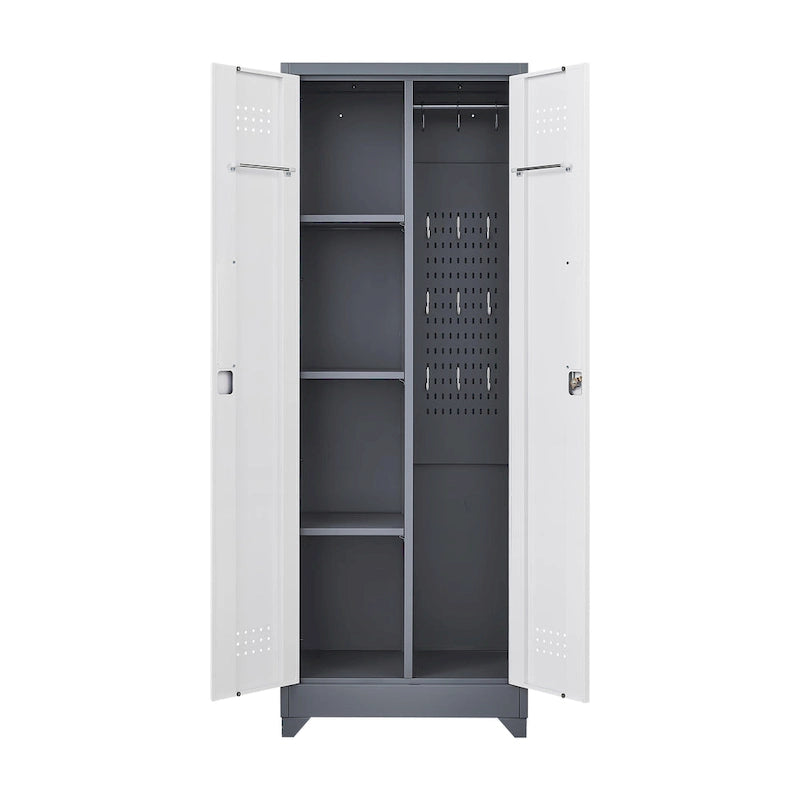 Armoires de rangement métalliques, Armoire à outils avec porte verrouillable, Organisateur et rangement pour balais hauts, Grande armoire de rangement pour cuisine