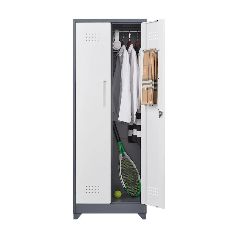 Armoires de rangement métalliques, Armoire à outils avec porte verrouillable, Organisateur et rangement pour balais hauts, Grande armoire de rangement pour cuisine