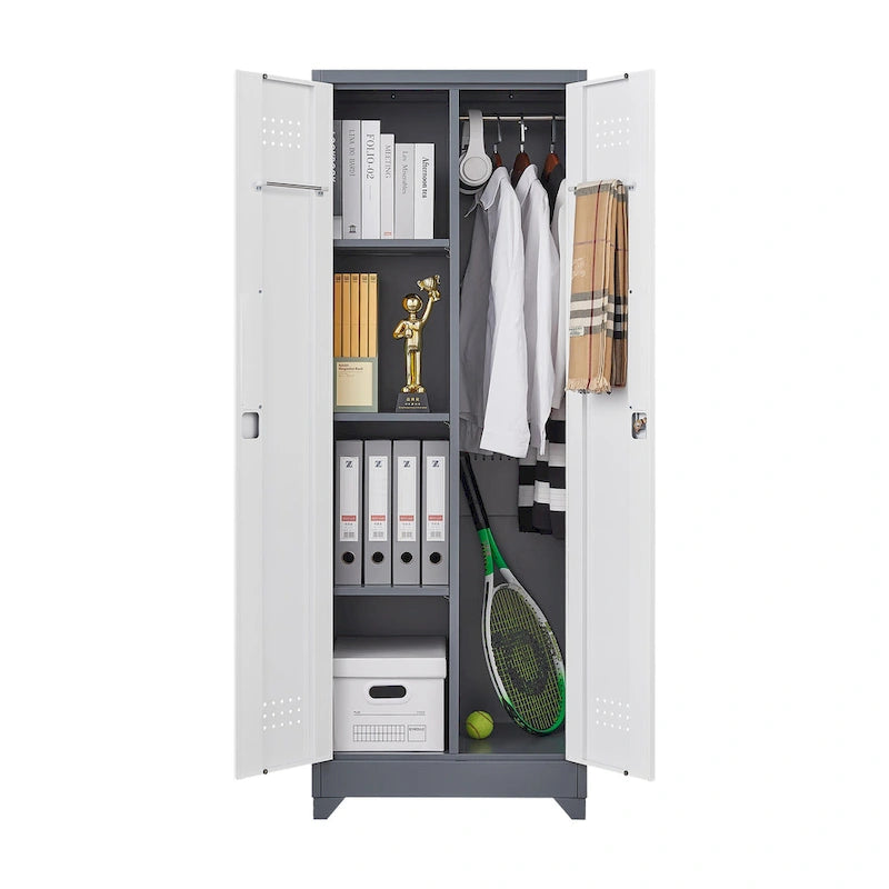 Armoires de rangement métalliques, Armoire à outils avec porte verrouillable, Organisateur et rangement pour balais hauts, Grande armoire de rangement pour cuisine