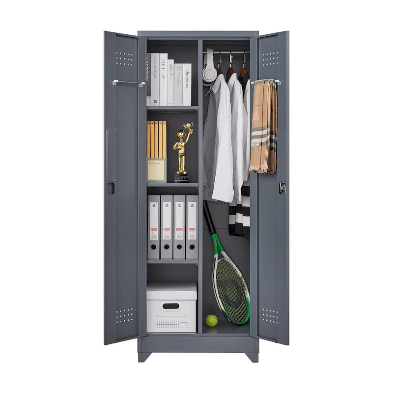 Armoires de rangement métalliques, Armoire à outils avec porte verrouillable, Organisateur et rangement pour balais hauts, Grande armoire de rangement pour cuisine