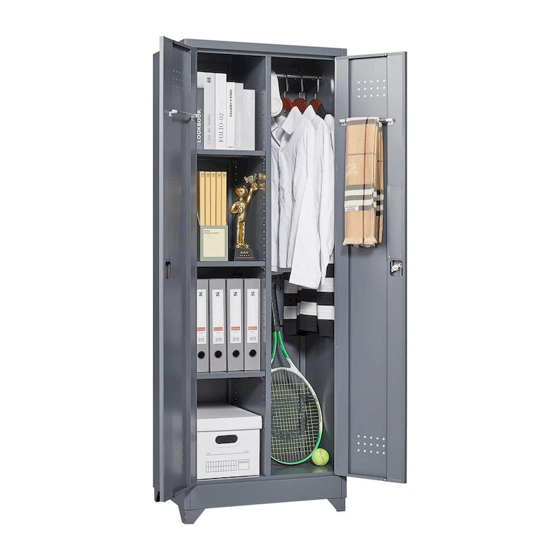 Armoires de rangement métalliques, Armoire à outils avec porte verrouillable, Organisateur et rangement pour balais hauts, Grande armoire de rangement pour cuisine