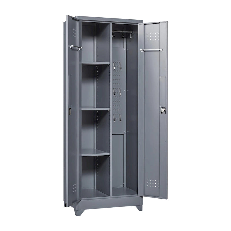 Armoires de rangement métalliques, Armoire à outils avec porte verrouillable, Organisateur et rangement pour balais hauts, Grande armoire de rangement pour cuisine