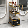 Chariot de rangement pour salon de beauté, avec roues verrouillables, cadre en métal, planche marbrée, tiroir, mobilier de salon de coiffure