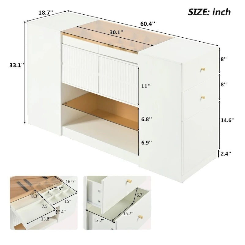 Coiffeuse-Commode et Meuble de Rangement Multifonctionnels de Luxe pour Îlot Central