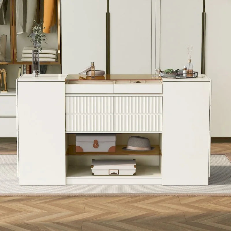 Coiffeuse-Commode et Meuble de Rangement Multifonctionnels de Luxe pour Îlot Central