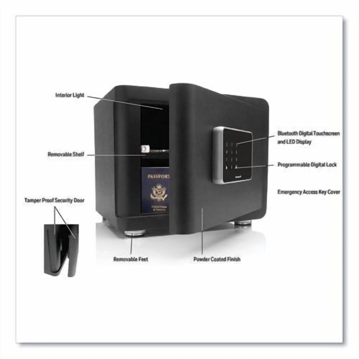 Coffre-fort intelligent Honeywell avec Bluetooth et écran tactile, 15 x 11,8 x 11,8 po, 0,97 pi³, noir