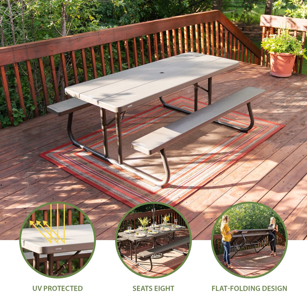 Table de pique-nique pliante Lifetime de 6 pieds, marron, 60105