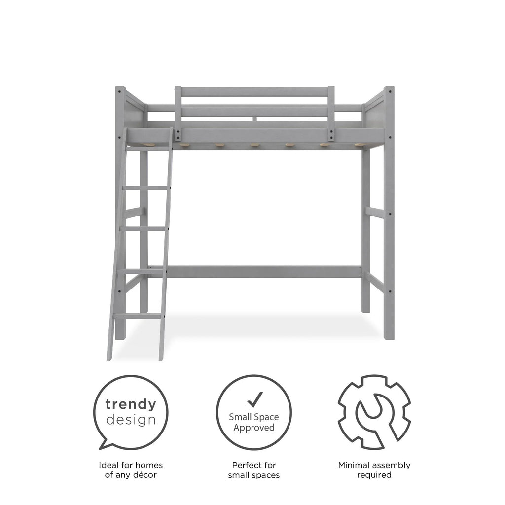 Lit mezzanine simple Your Zone Kiarah avec échelle, blanc