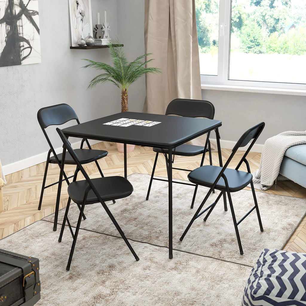 Ensemble Madison 5 pièces de table à cartes pliante et chaises, ensemble de table et chaises portable pour événements, noir