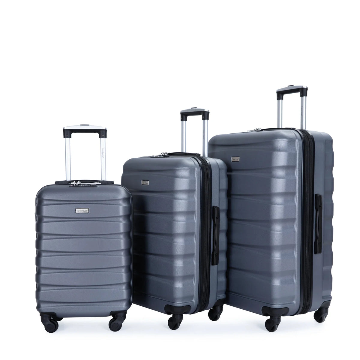 Ensemble de 3 valises Travelhouse, valises rigides légères et extensibles avec serrure TSA et roulettes pivotantes, 20/24/28 pouces (gris)
