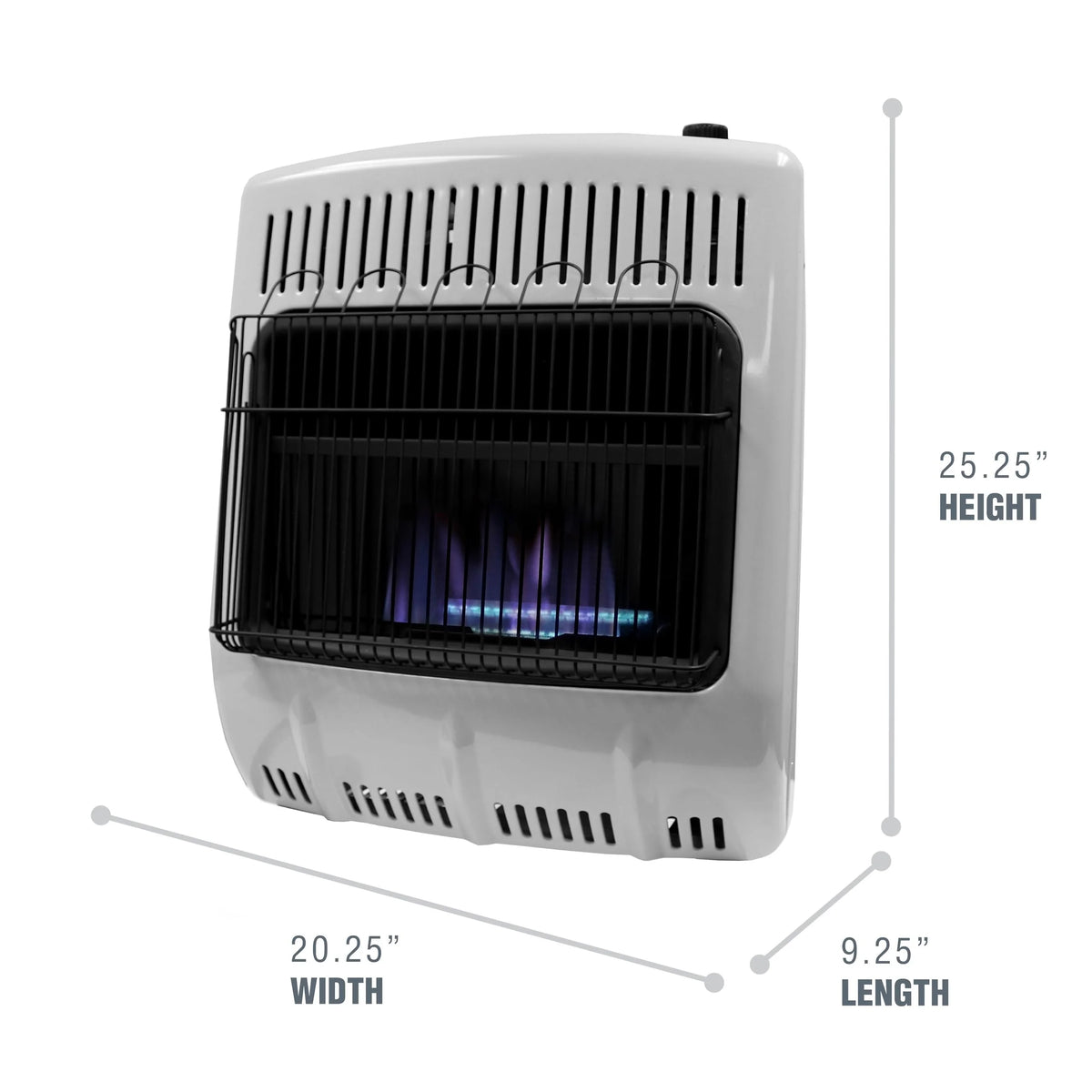 Chauffage au propane sans évacuation à flamme bleue Mr. Heater MHVFBF20LPT 20 000 BTU pour chambres froides, extensions, vérandas, cabanes et garages - Blanc