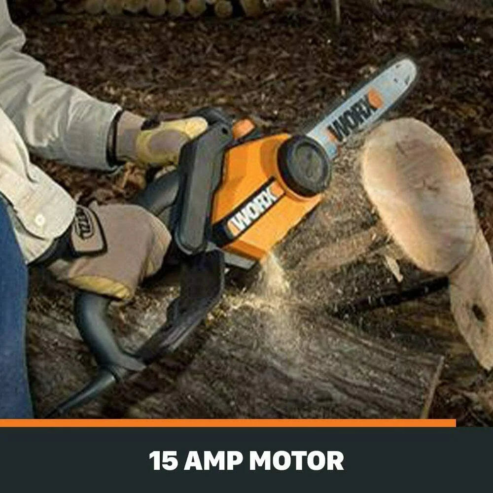 Worx WG304.2 Tronçonneuse électrique 18 po 15 Amp avec tension automatique, frein de chaîne